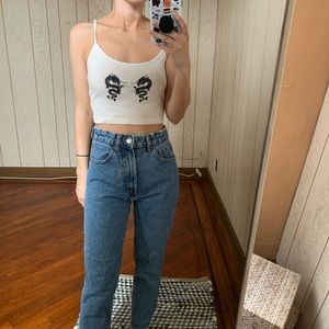 Embroidered Dragon Cropped Tank Top